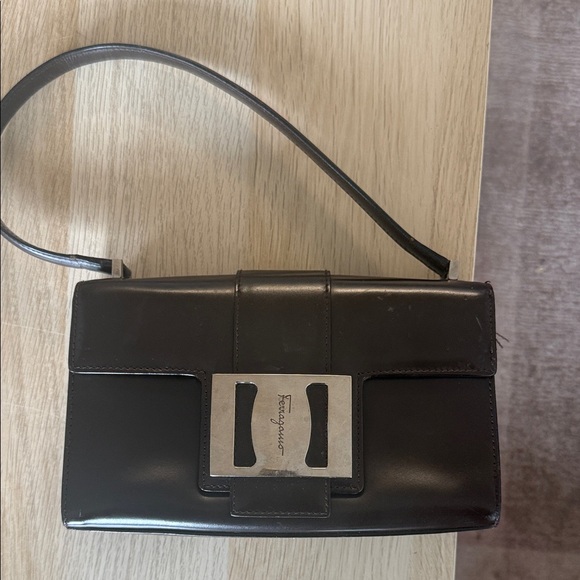 Salvatore Ferragamo Handbags - Salvatore Ferragamo Brown Leather Shoulder Bag with Silver Hardware
